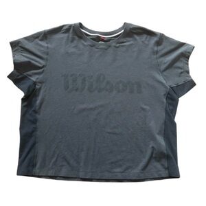 Wilson Cropped Tee Large Gray Athletic Top Stretch Activewea